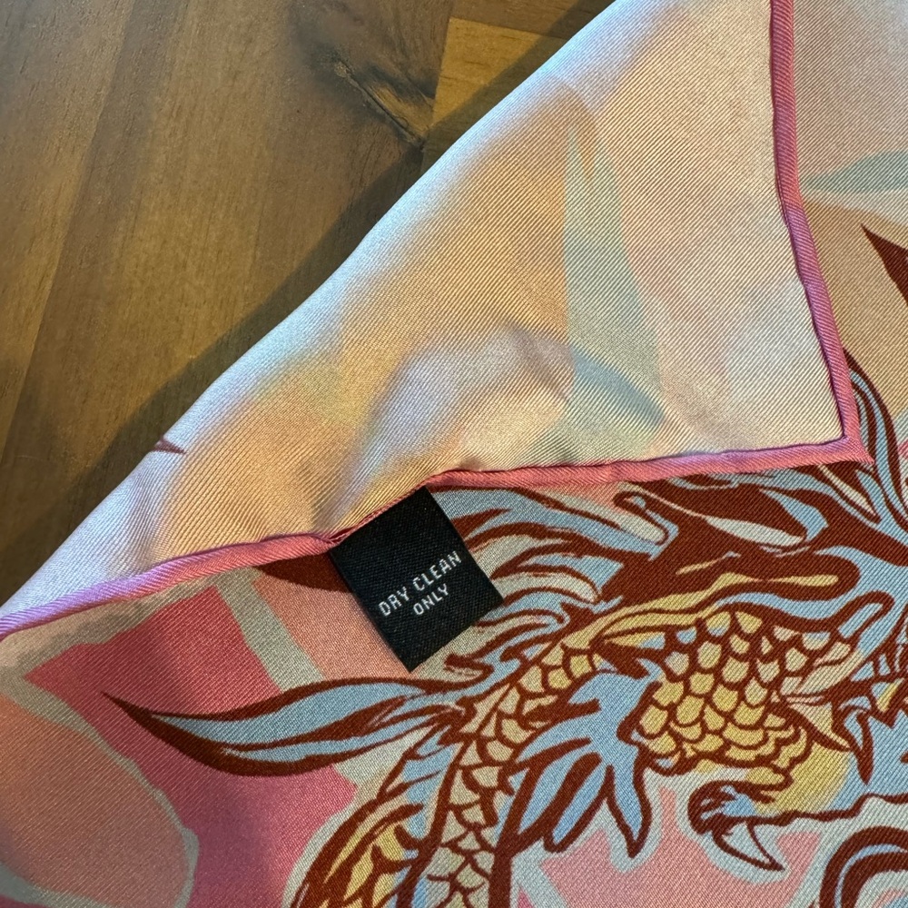 Jim Thompson Pink Multicolor 100% Silk Scarf - Picture 3 of 4